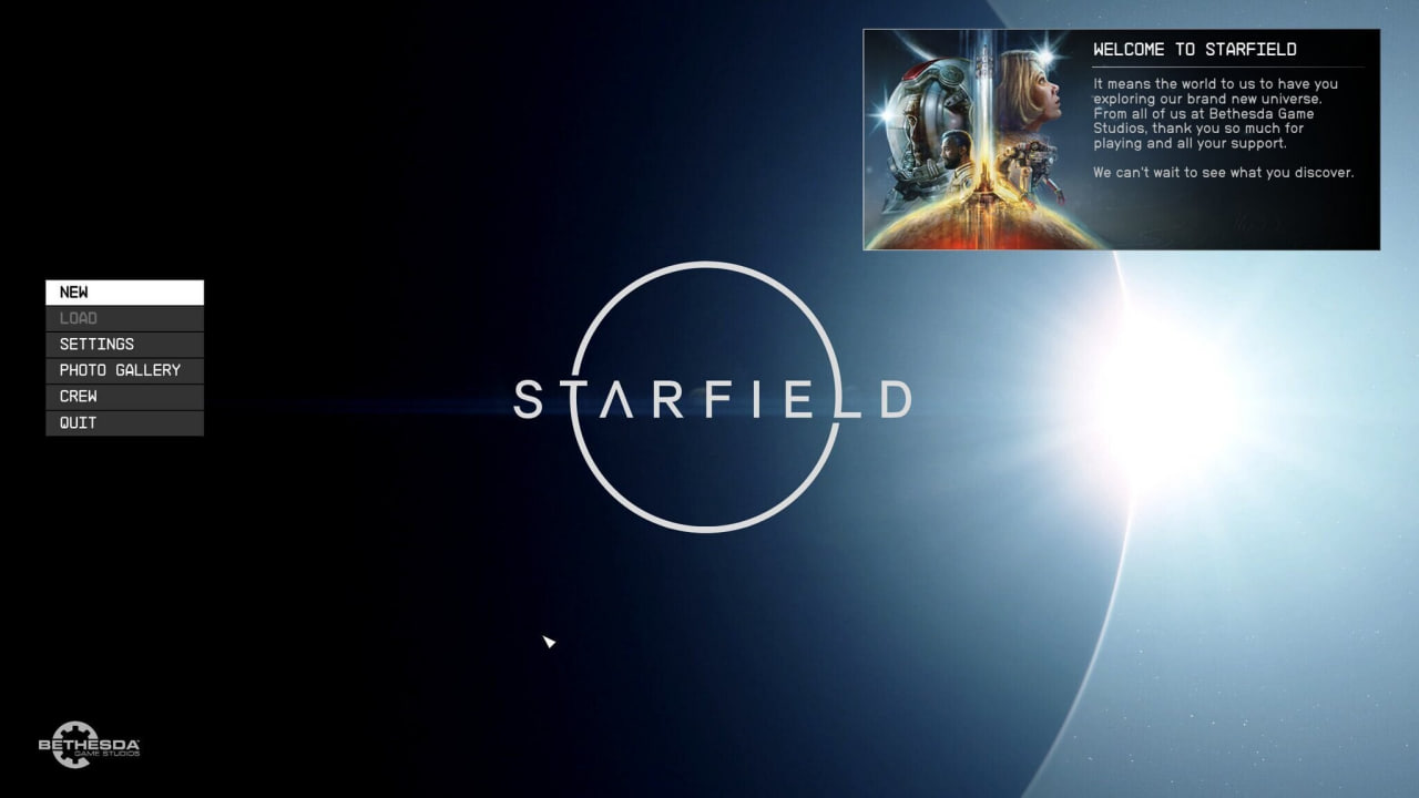 Геймеры считают, что стартовый экран Starfield сделан на скорую руку |  Пикабу