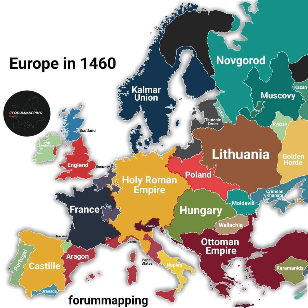 Карта Европы 1460 года | Пикабу