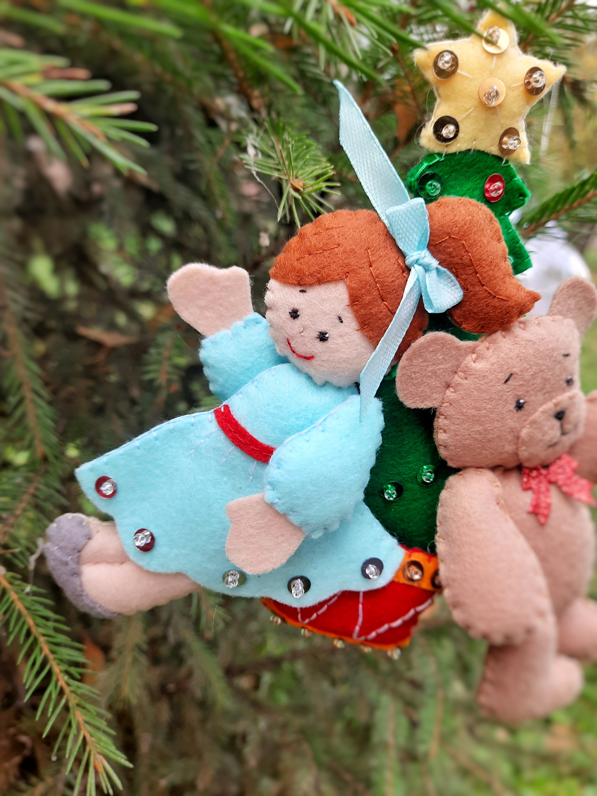 Новогодняя игрушка из фетра 13 см | Пикабу