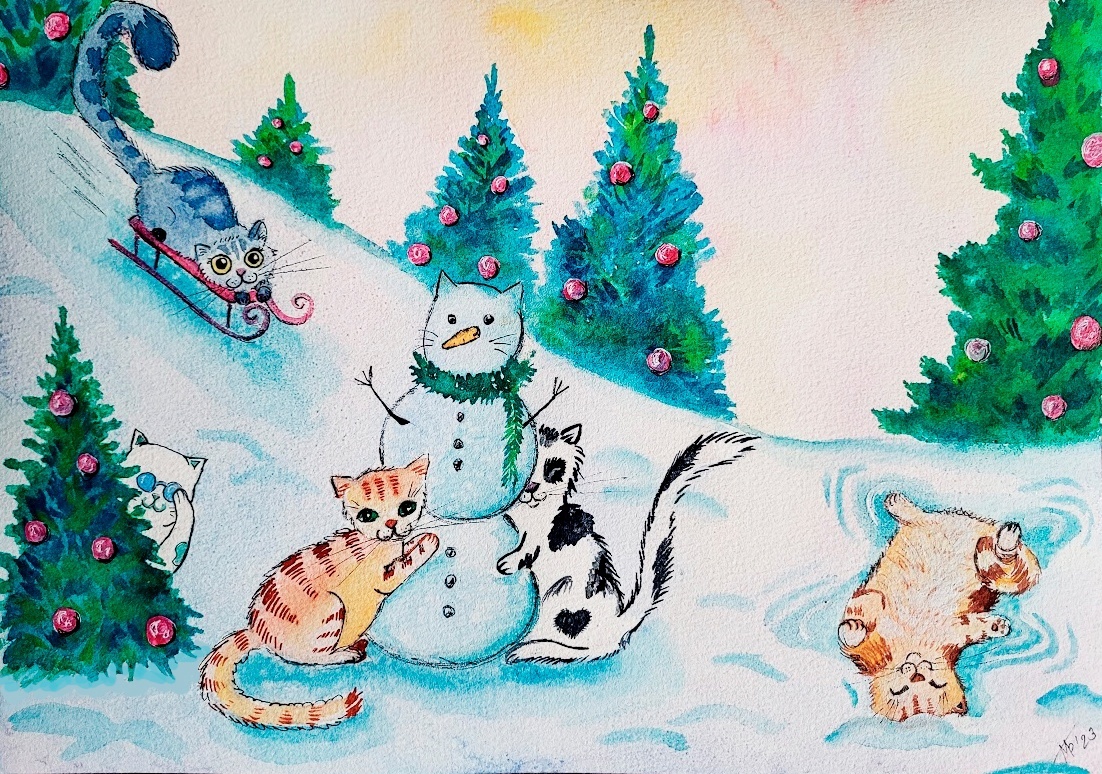 Новогодние открытки с котиками для котиков | Пикабу