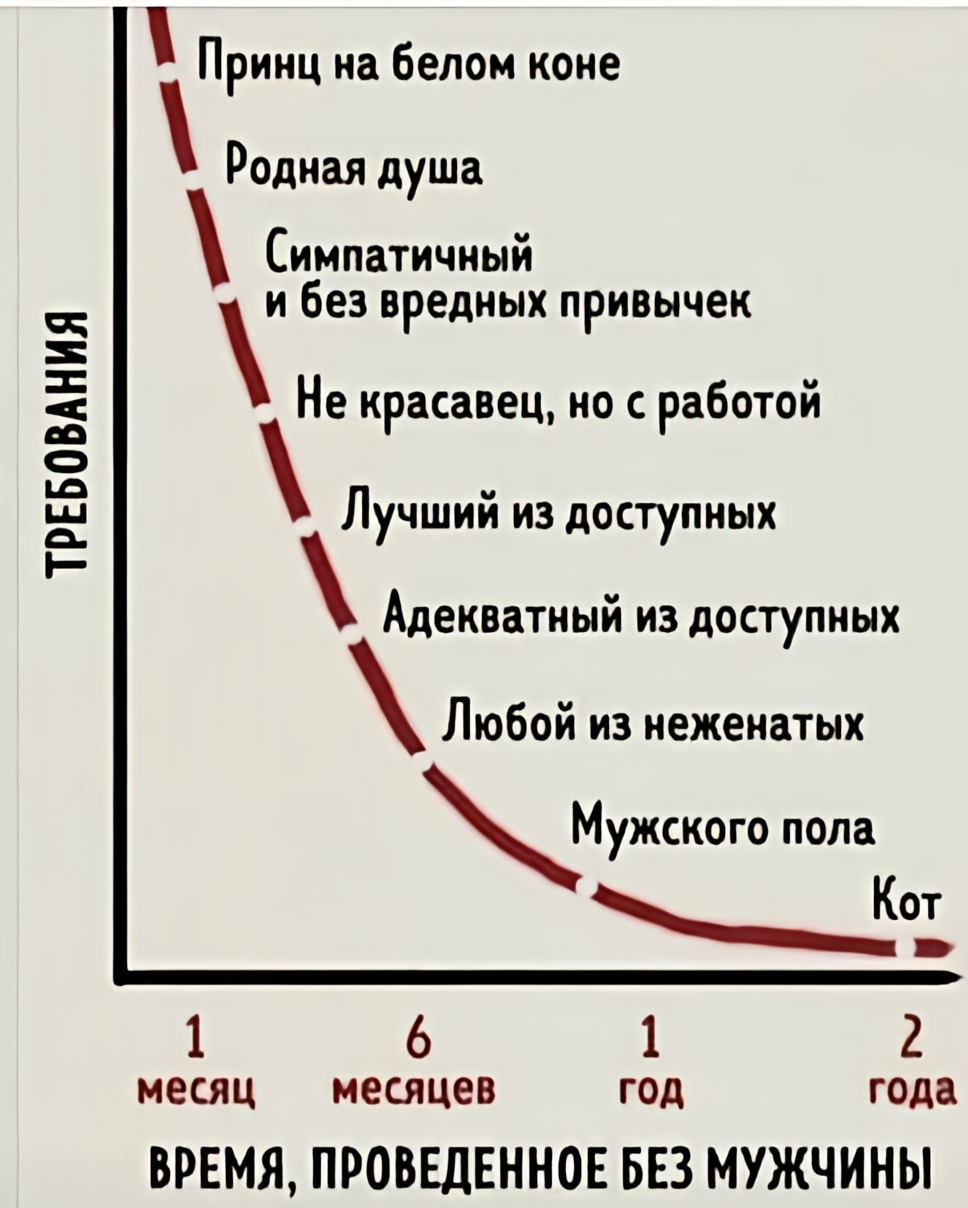 Как время проведённое без мужчины влияет на требования женщины | Пикабу