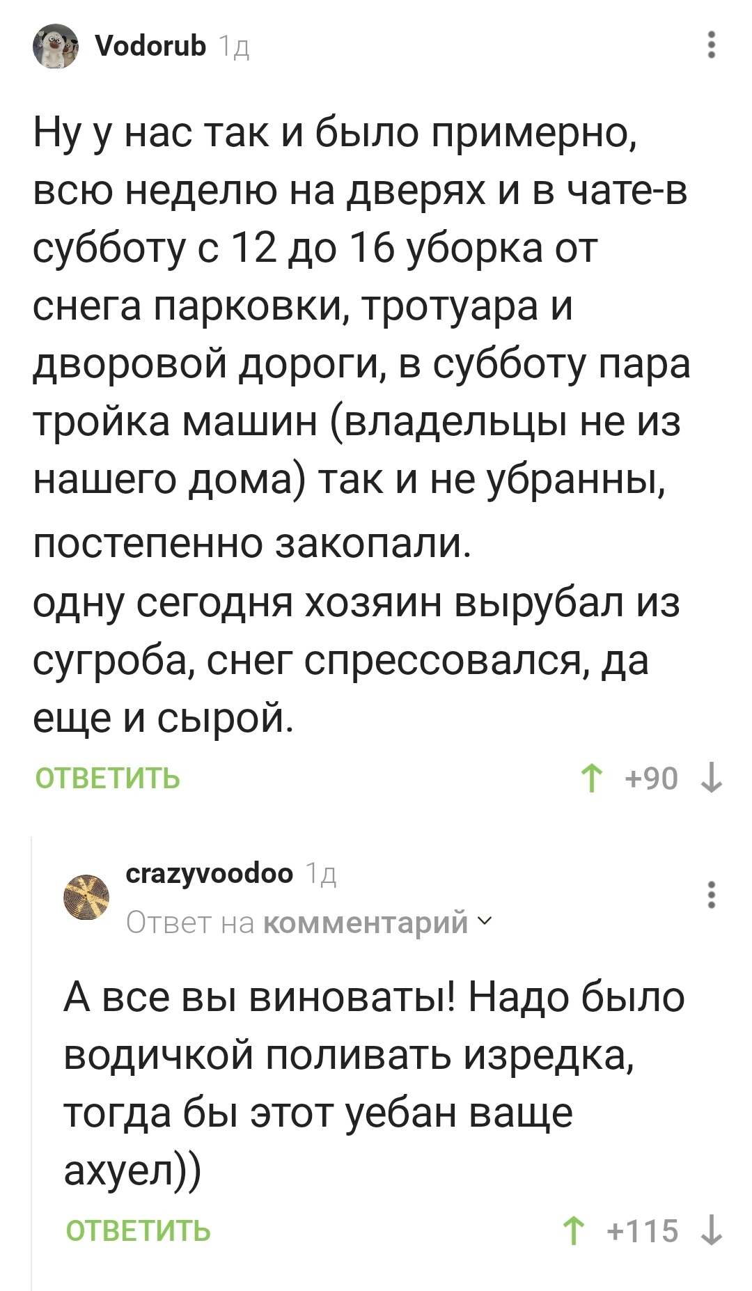 Когда авто мешает уборке снега... | Пикабу