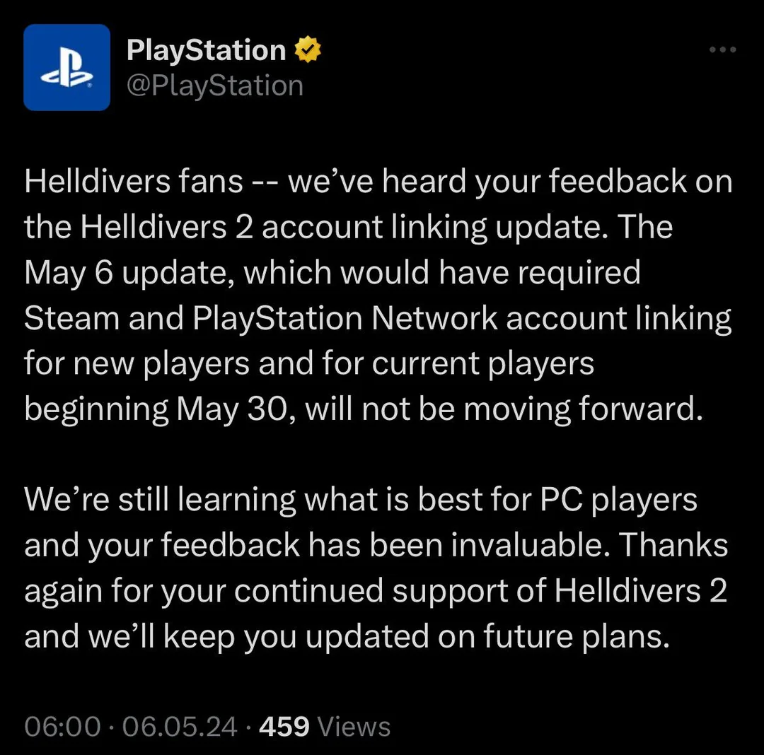 Sony отменила линкинг к PSN в Helldiver 2 | Пикабу