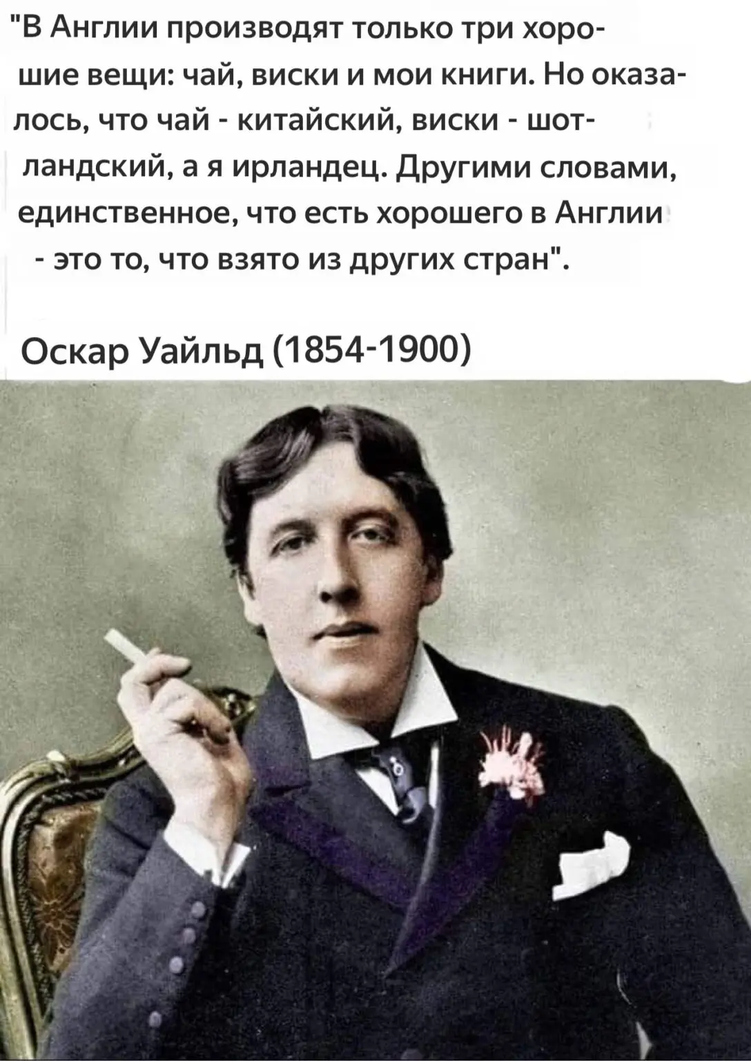 Говорил ли Оскар Уайльд: «Единственное, что есть хорошего в Англии, — это  то, что взято из других стран»? | Пикабу