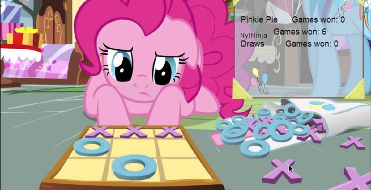 Играй пинки пай. Одевать Пинки Пай игра. Tic tac Toe Pinkie pie. Проклятье Pinkie pie. Крестики нолики с Пинки Пай хоррор.
